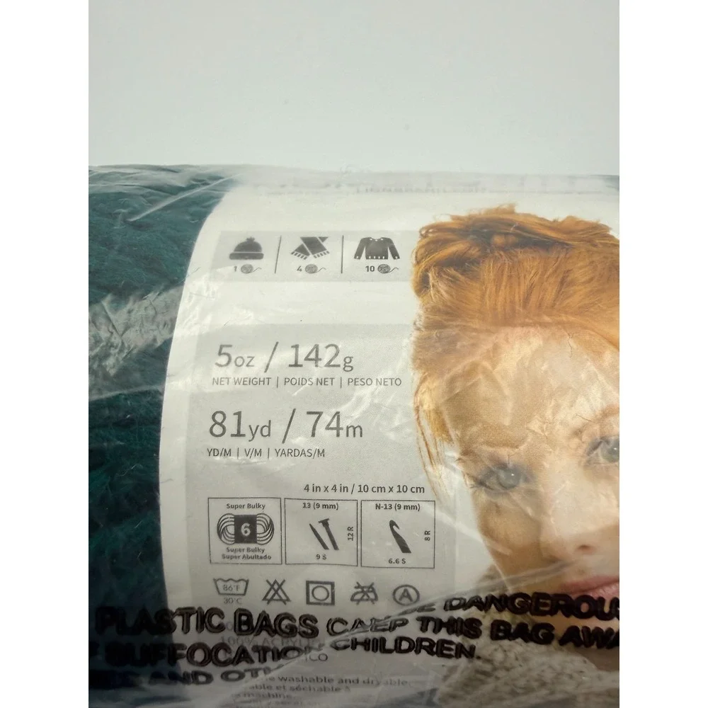 2 Skeins Lion Brand Yarn 135-175E Hometown Bulky Yarn, Montpelier Peacock